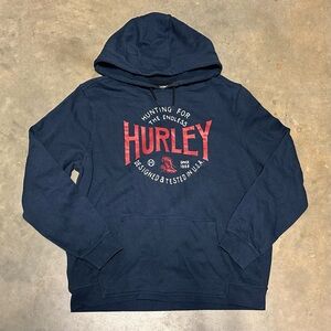 Hurley Dark Blue Hoodie with Red Accents